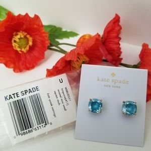 NWT Kate Spade Turquoise Gold Square Stud Earrings